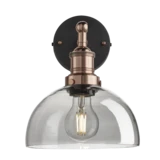 Brooklyn Tinted Glass Dome Wall Light - 8 Inch - Smoke Grey - Copper Holder