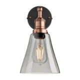Brooklyn Tinted Glass Flask Wall Light - 6 Inch - Smoke Grey - Copper Holder