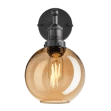 Brooklyn Tinted Glass Globe Wall Light - 7 Inch - Amber - Pewter Holder