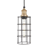 Brooklyn Wire Cage Pendant - 5 Inch - Pewter - Cylinder