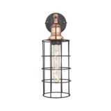 Brooklyn Wire Cage Wall Light - 5 Inch - Pewter - Cylinder - Copper Holder