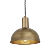 Sleek Dome Pendant - 8 Inch - Brass - Brass Holder