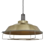 Sleek Step Pendant with Cage - 16 Inch - Brass - Pewter Holder