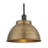 Swan Neck Outdoor & Bathroom Dome Wall Light - 13 Inch - Brass - Pewter Holder