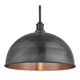 Swan Neck Outdoor & Bathroom Dome Wall Light - 18 Inch - Pewter & Copper - Pewter Holder