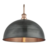 Swan Neck Outdoor & Bathroom Dome Wall Light - 18 Inch - Pewter & Copper - Copper Holder
