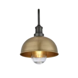 Swan Neck Outdoor & Bathroom Dome Wall Light - 8 Inch - Brass - Pewter Holder