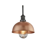 Swan Neck Outdoor & Bathroom Dome Wall Light - 8 Inch - Copper - Pewter Holder
