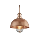 Swan Neck Outdoor & Bathroom Dome Wall Light - 8 Inch - Copper - Copper Holder