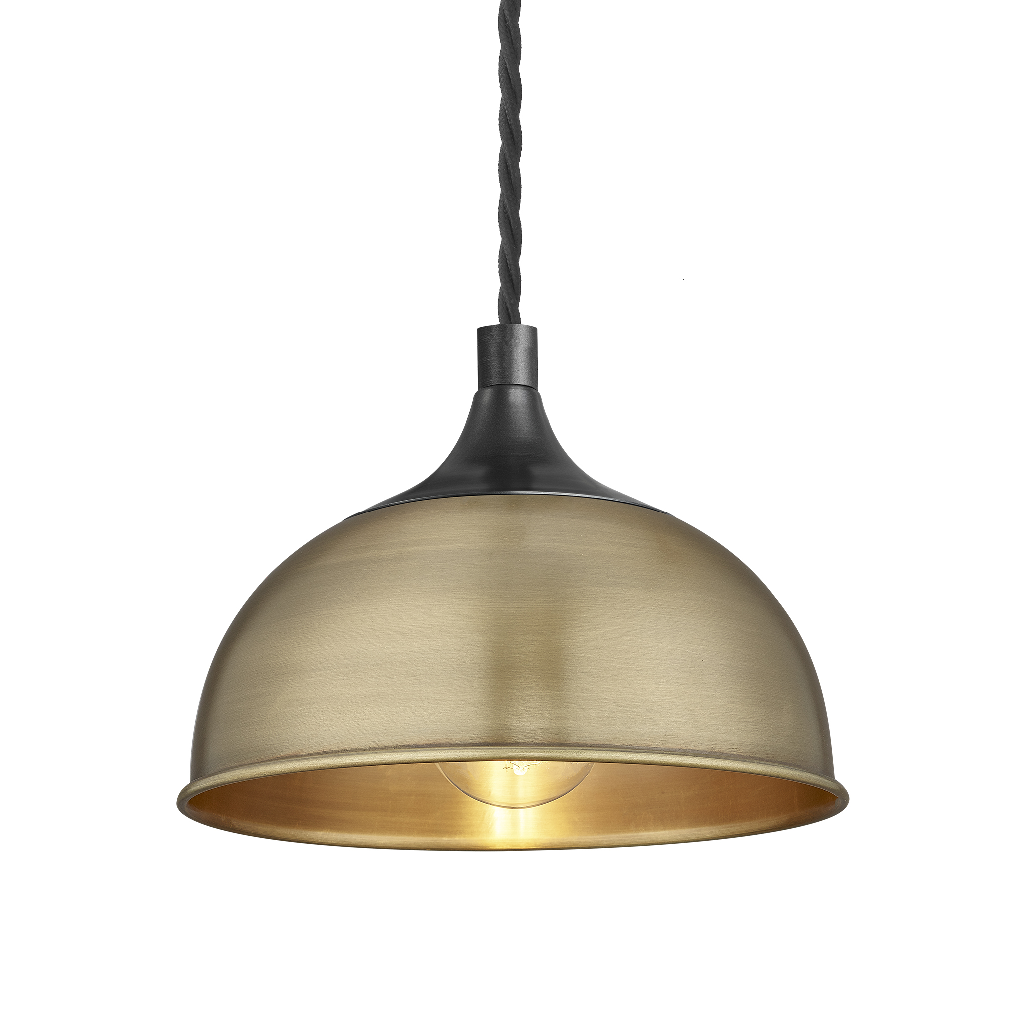 Chelsea Dome Pendant - 8 Inch - Brass - Pewter Holder