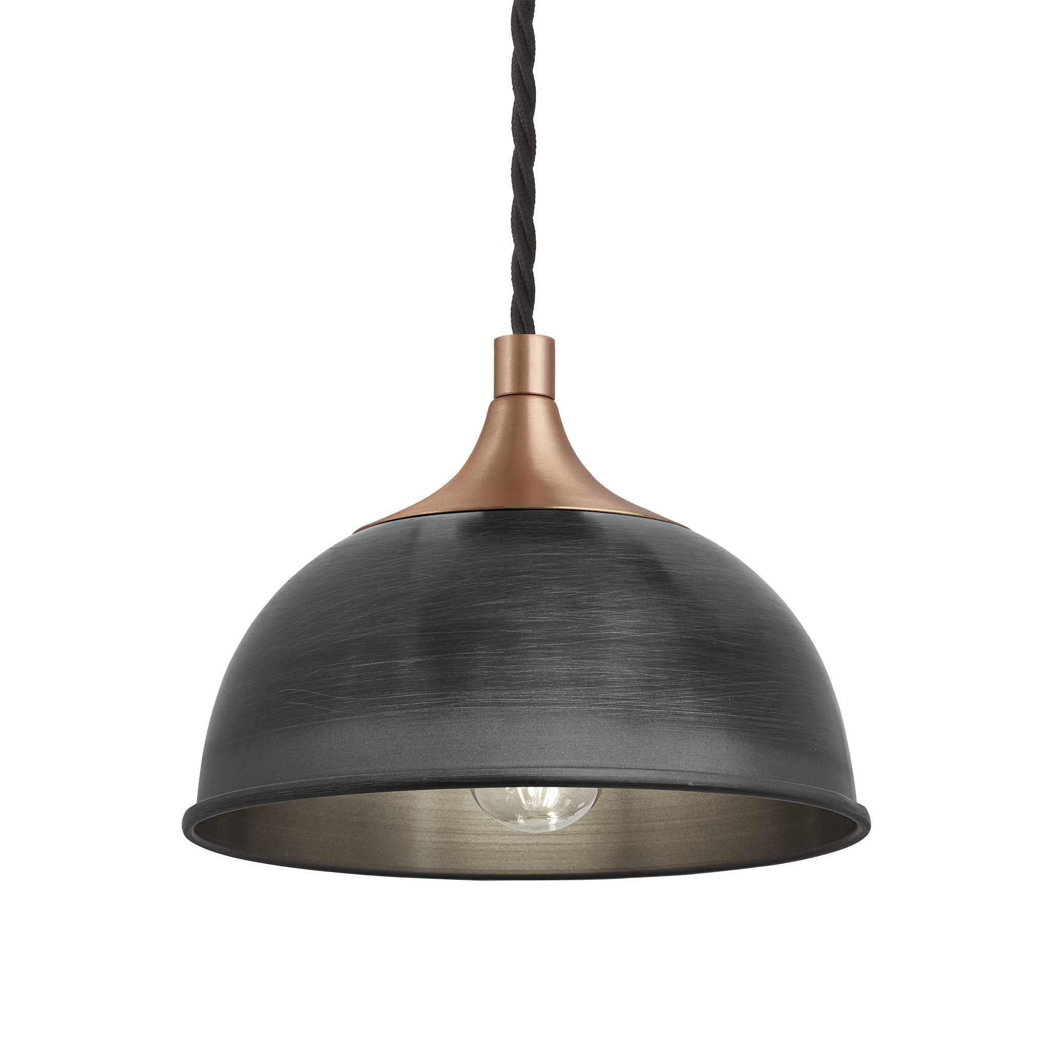 Chelsea Dome Pendant - 8 Inch - Pewter - Copper Holder