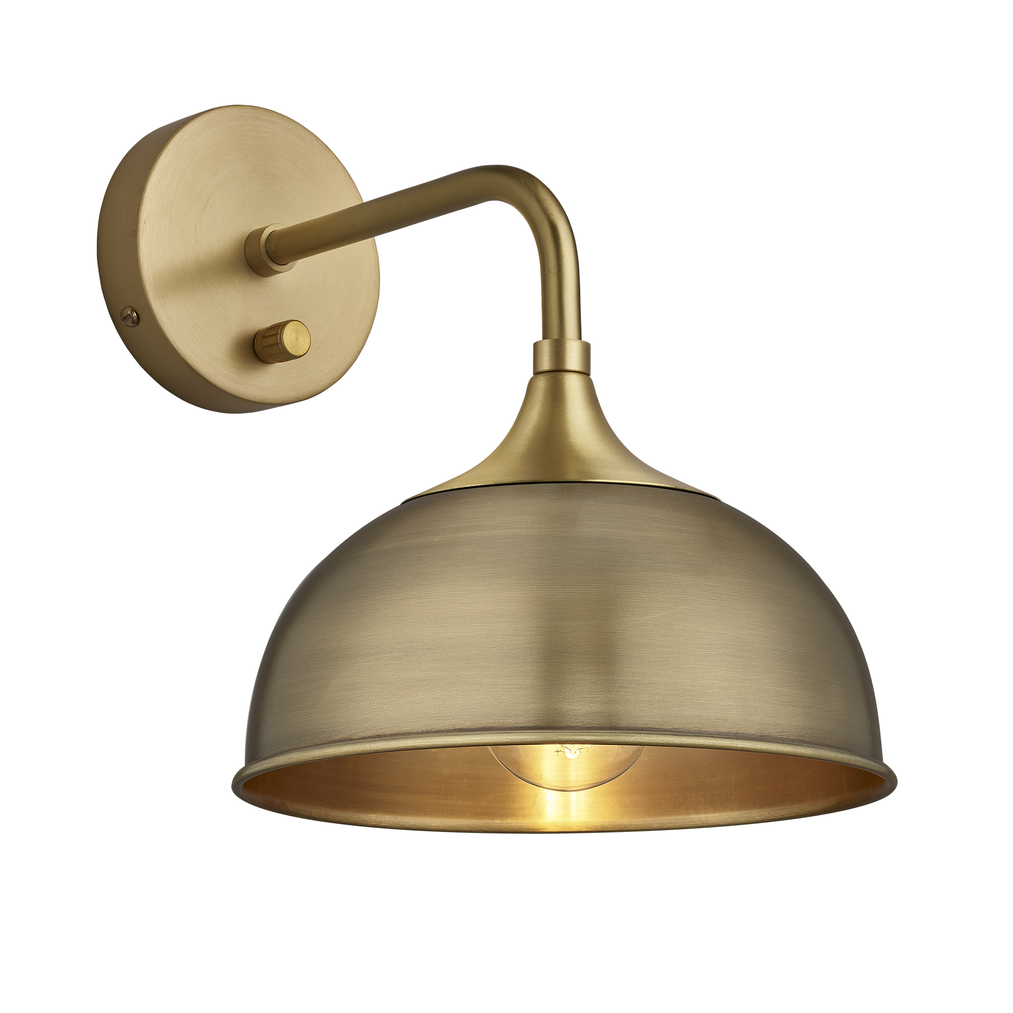 Chelsea Dome Wall Light - 8 Inch - Brass - Brass Holder