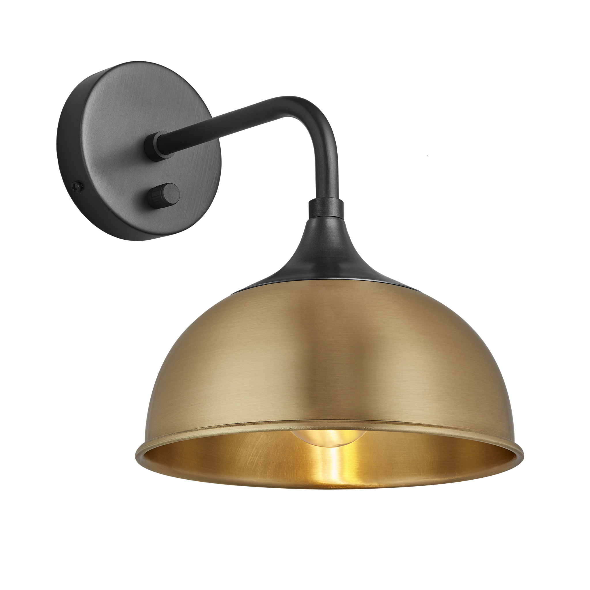 Chelsea Dome Wall Light - 8 Inch - Brass - Pewter Holder