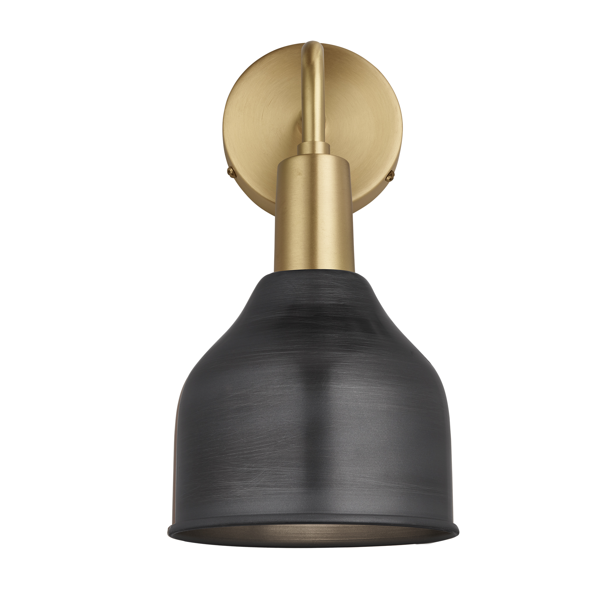 Sleek Cone Wall Light - 7 Inch - Pewter - Brass Holder