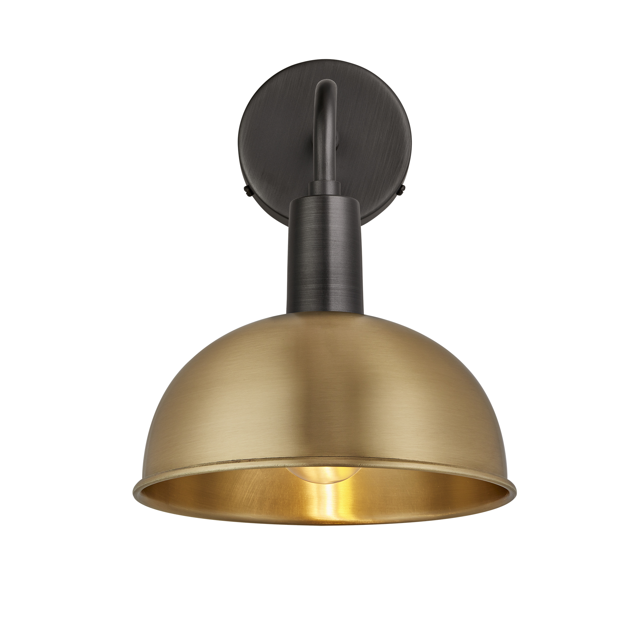 Sleek Dome Wall Light - 8 Inch - Brass - Pewter Holder 