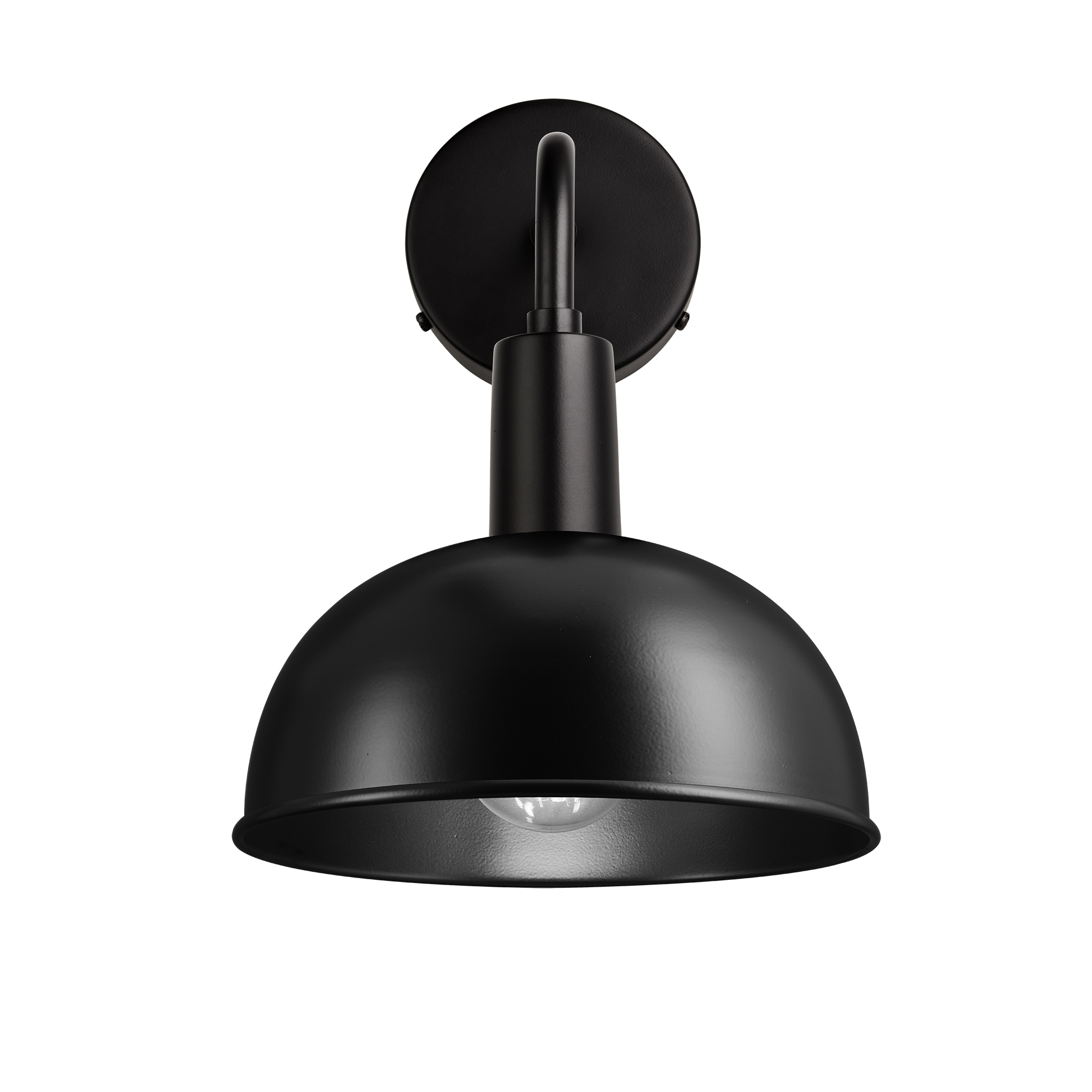 Sleek Dome Wall Light - 8 Inch - Black - Black holder 