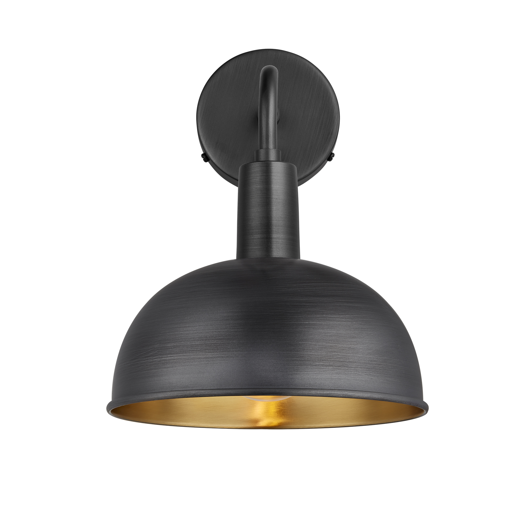 Sleek Dome Wall Light - 8 Inch - Pewter & Brass - Pewter Holder