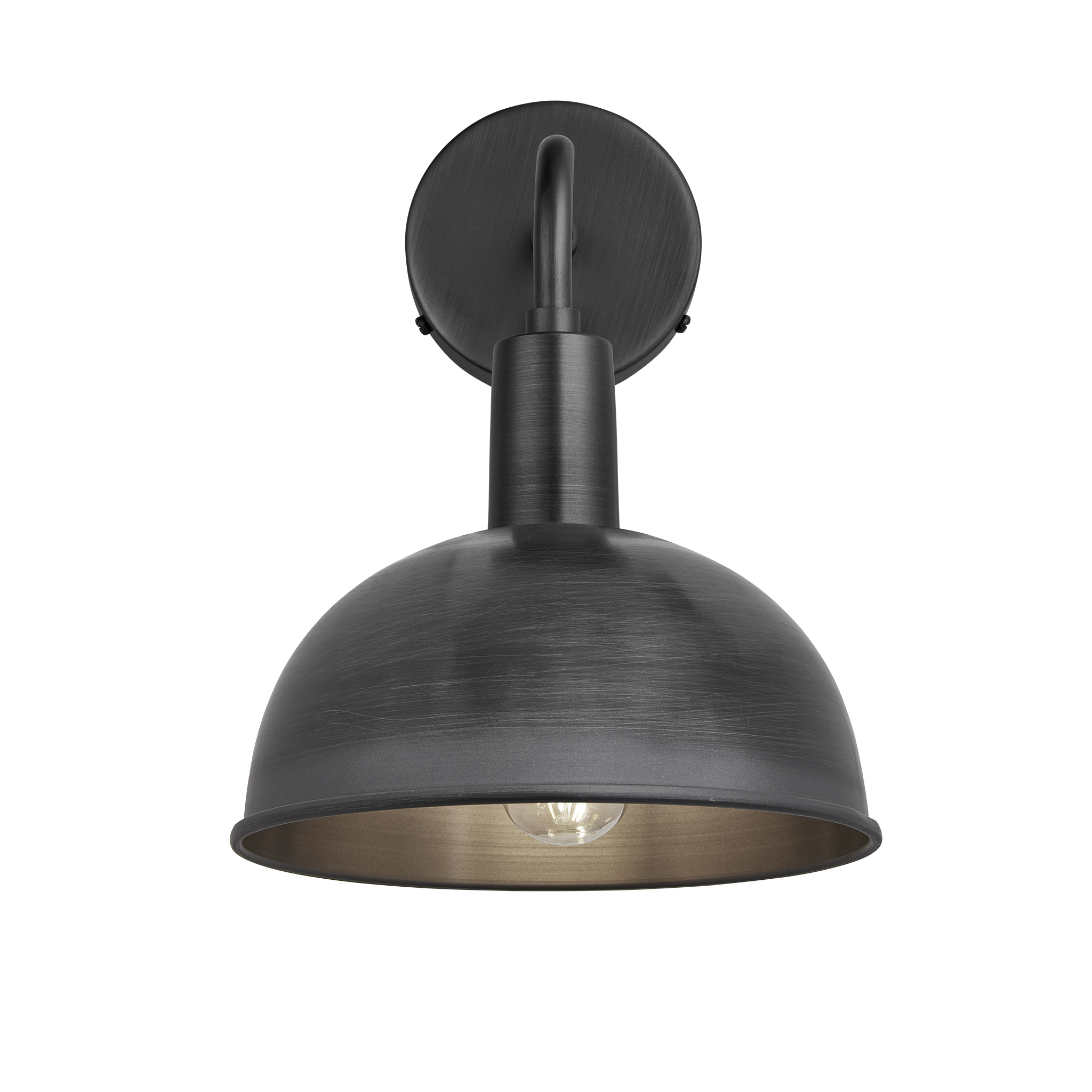  Sleek Dome Wall Light - 8 Inch - Pewter - Pewter Holder