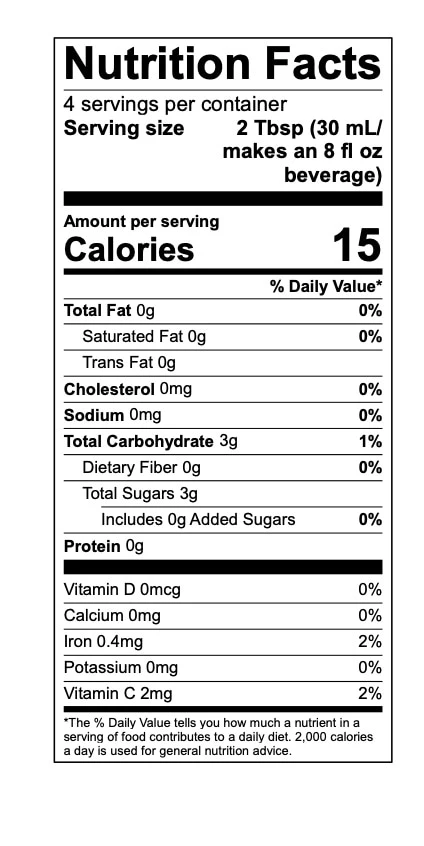 Olena Turmeric Nutritional Label