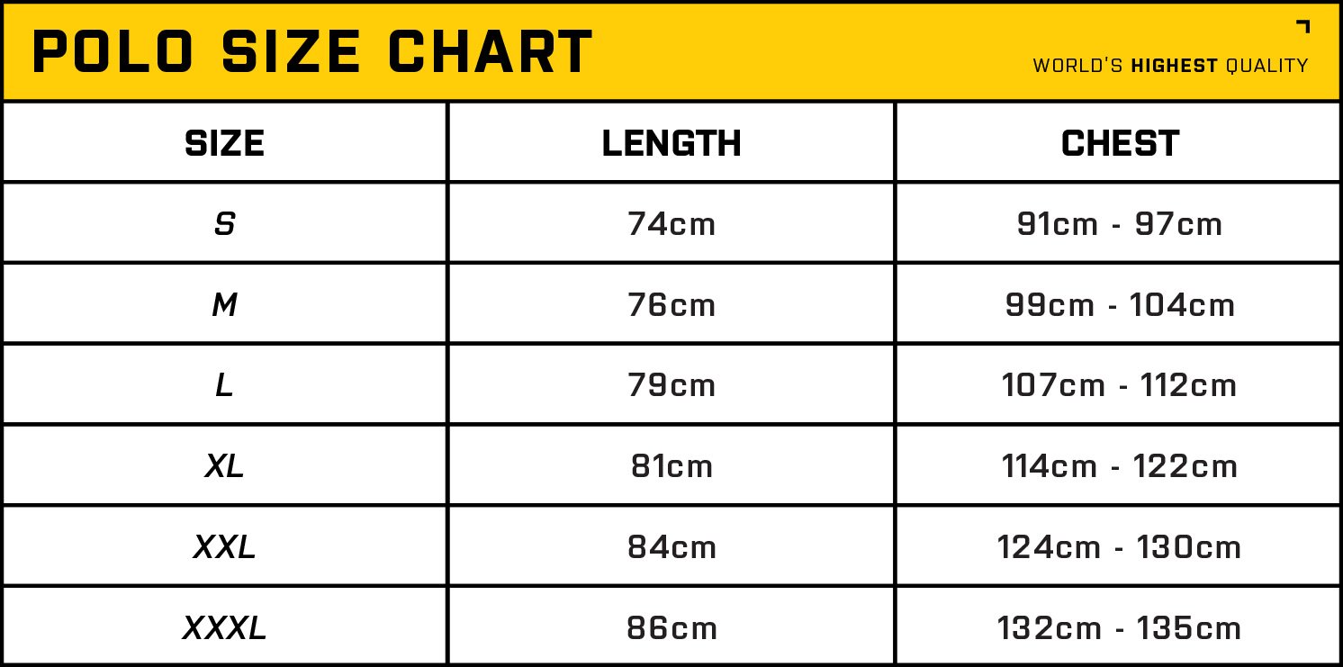 Polo Size Chart