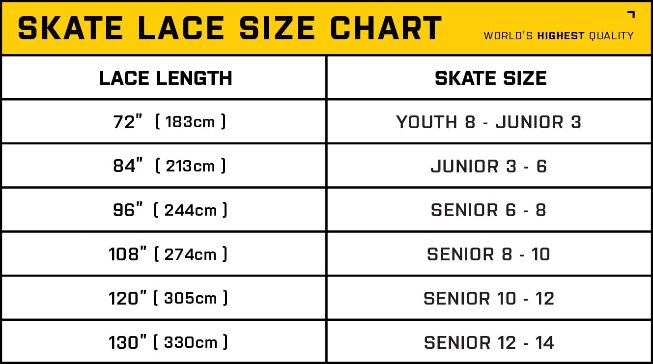 Skate lace size chart.