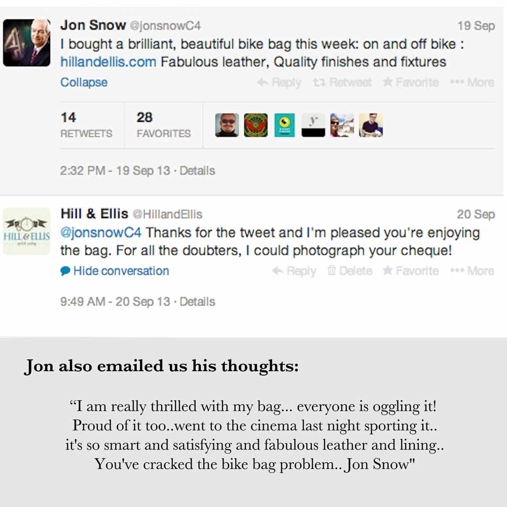 Jon Snow's review of Hill & Ellis bags