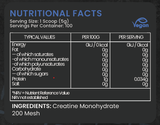 Creatine Monohydrate Powder Ingredients