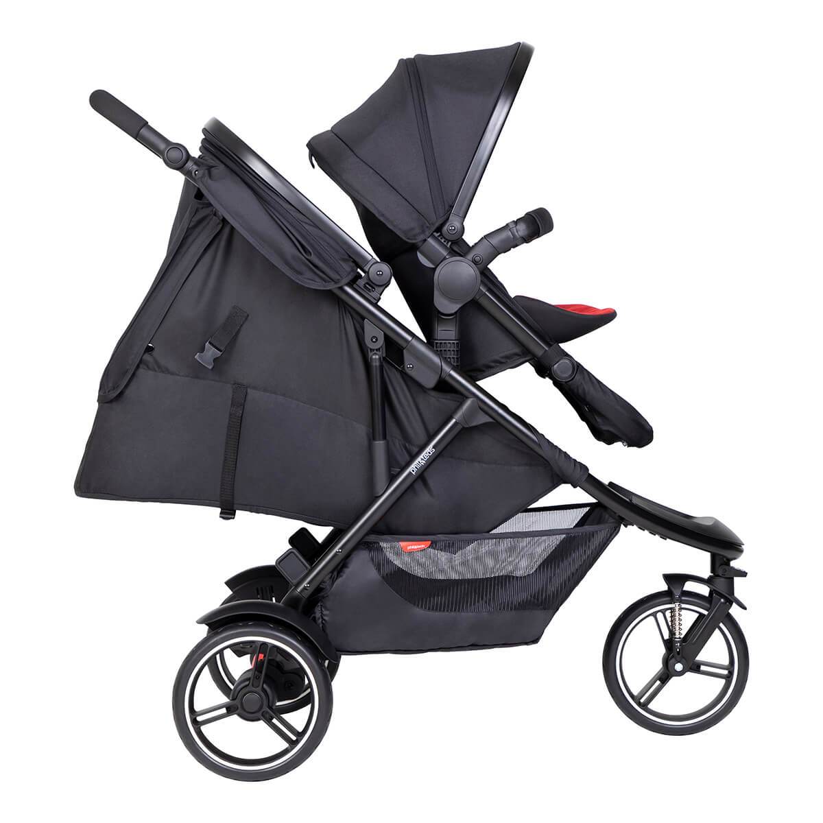 dot pram with toddler seat up front and newborn recline - philandteds dot and double kit