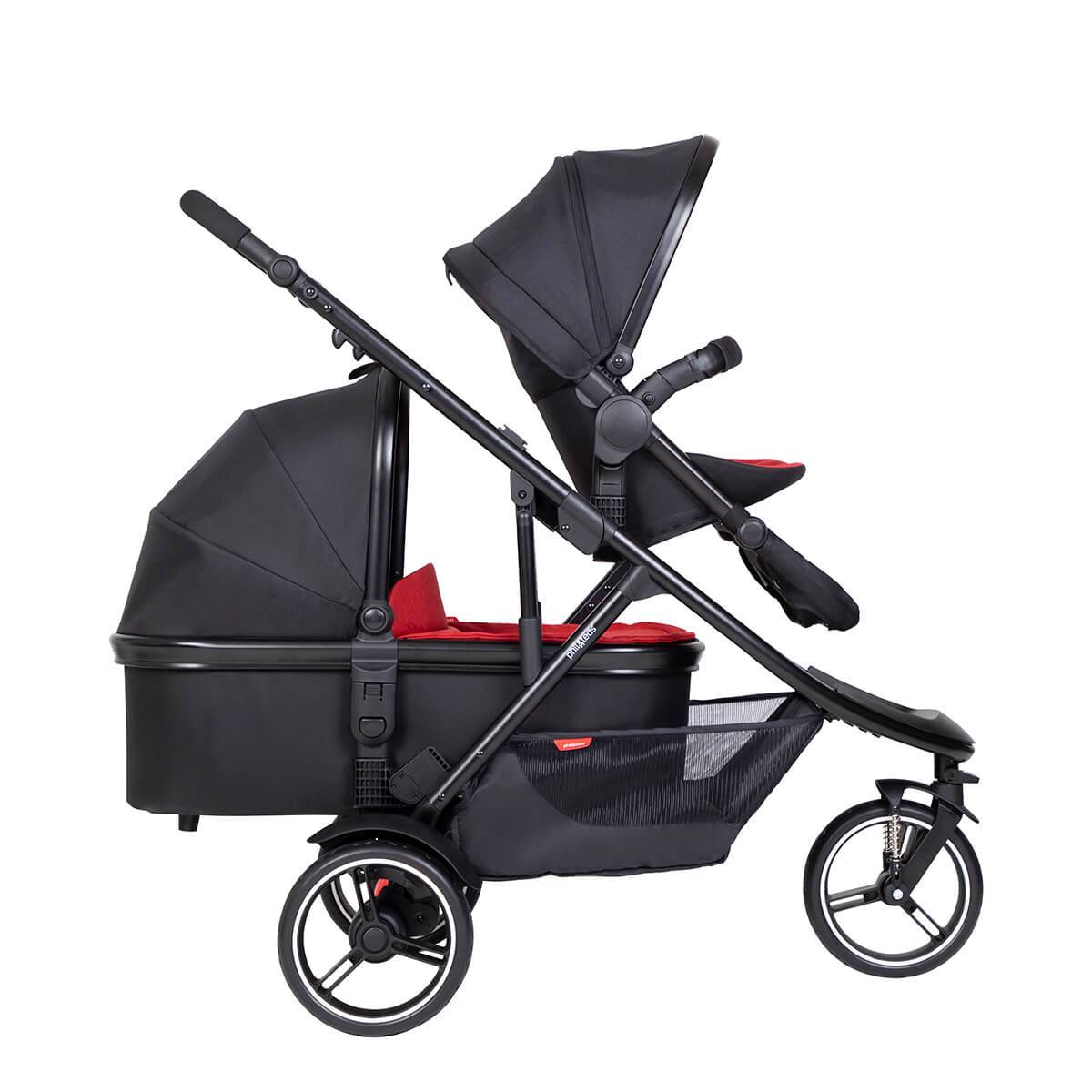 dot pram with second seat for toddler up front and carrycot at rear