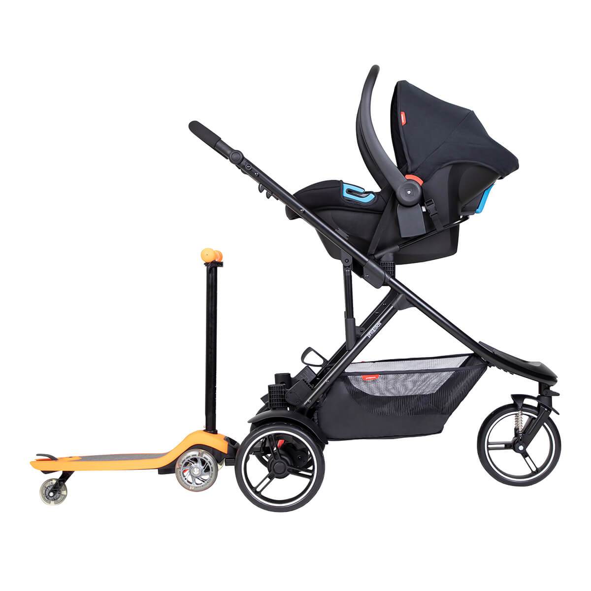 dot pram with carseat travel system attached - philandteds dot pram and car seat