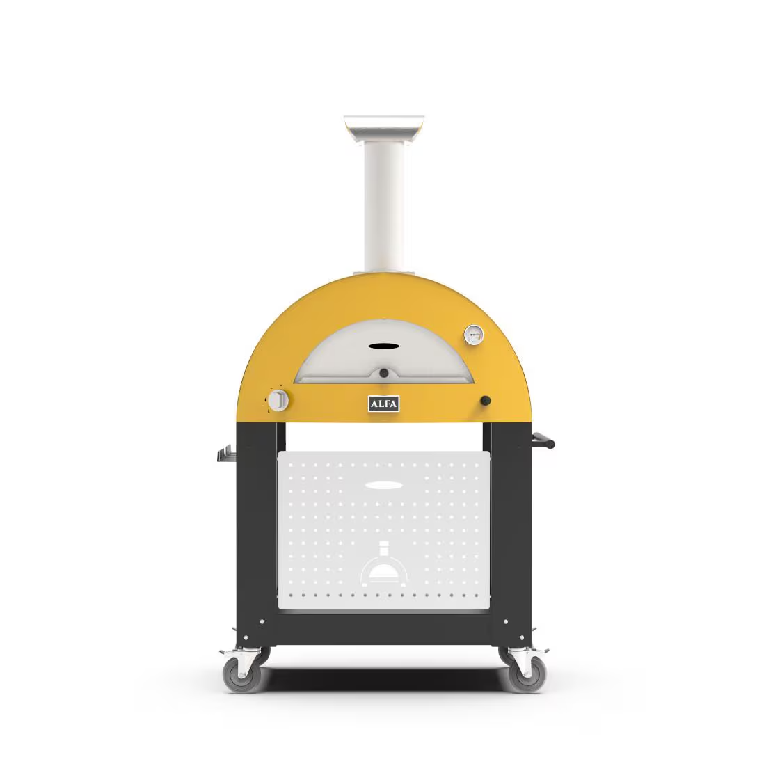 Alfa Moderno 2 Pizze Propane Pizza Oven W/ Natural Gas Conversion Kit and Oven Base - Fire Yellow - FXMD-2P-GGIA-U