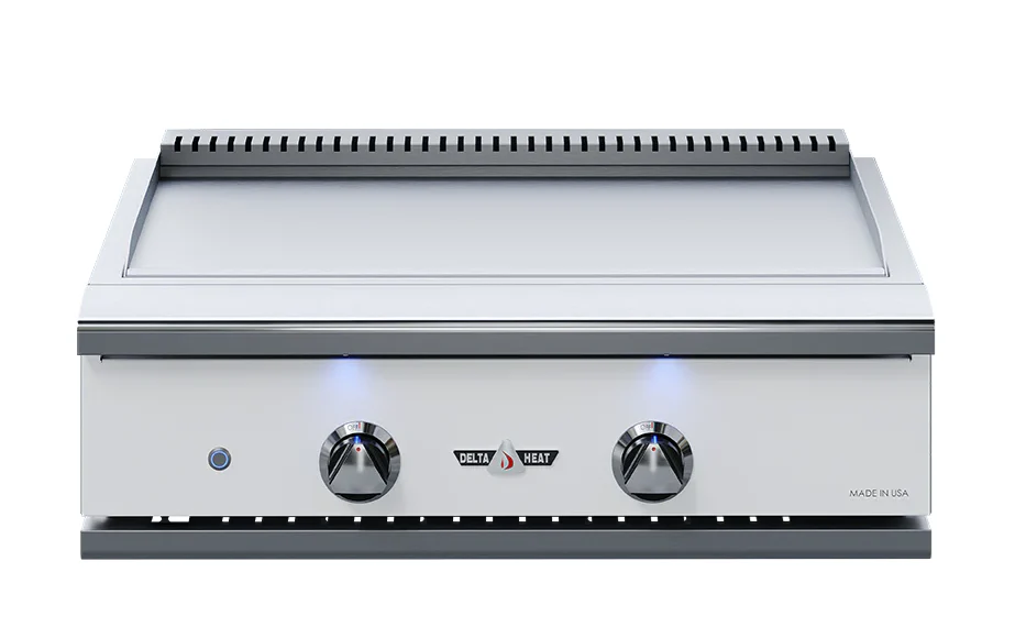 Delta Heat 32-Inch Built-In Natural Gas Teppanyaki Griddle - White Control Panel - DHTG32-WN