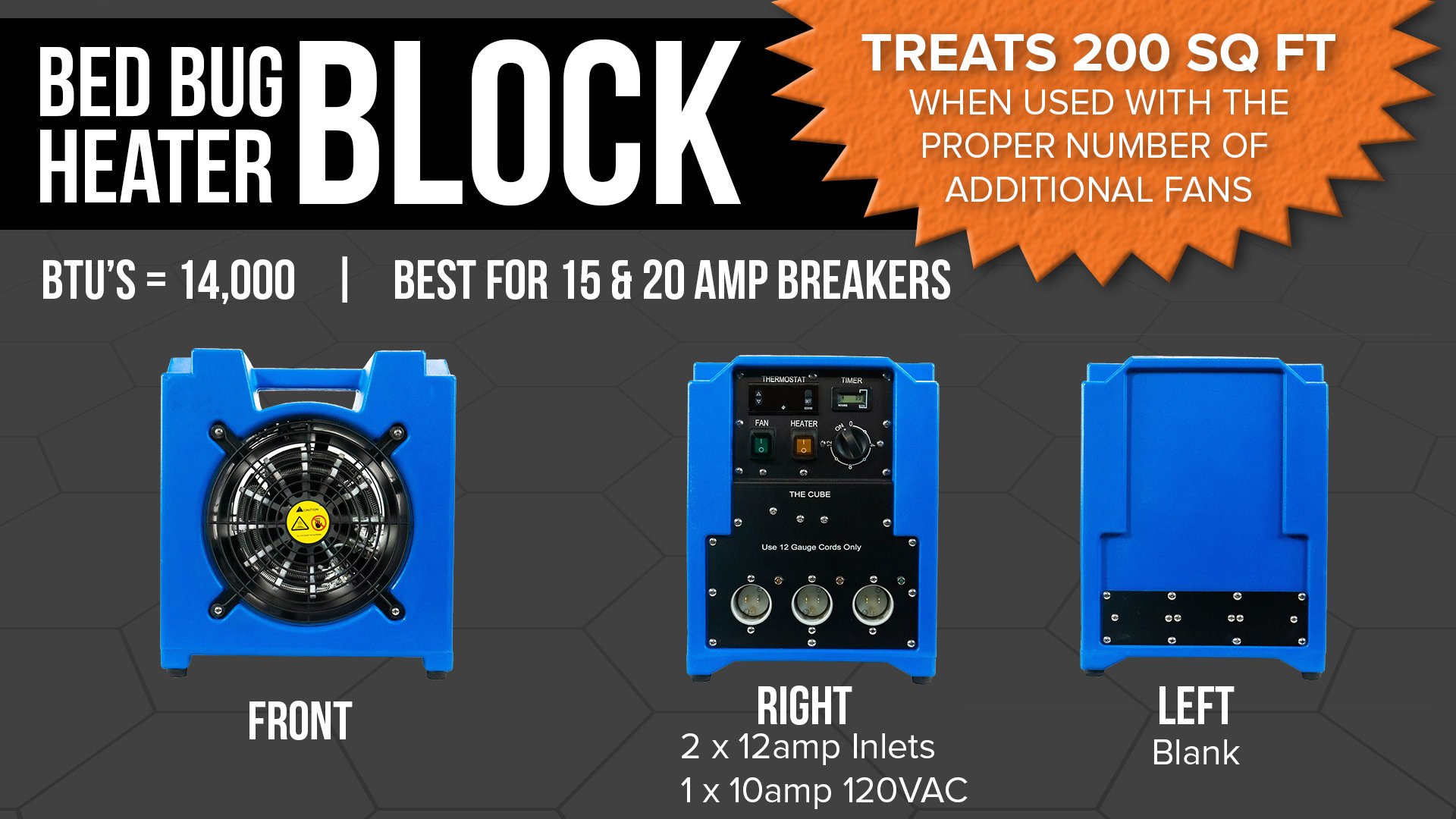 Bed Bug Cube Heater Specs