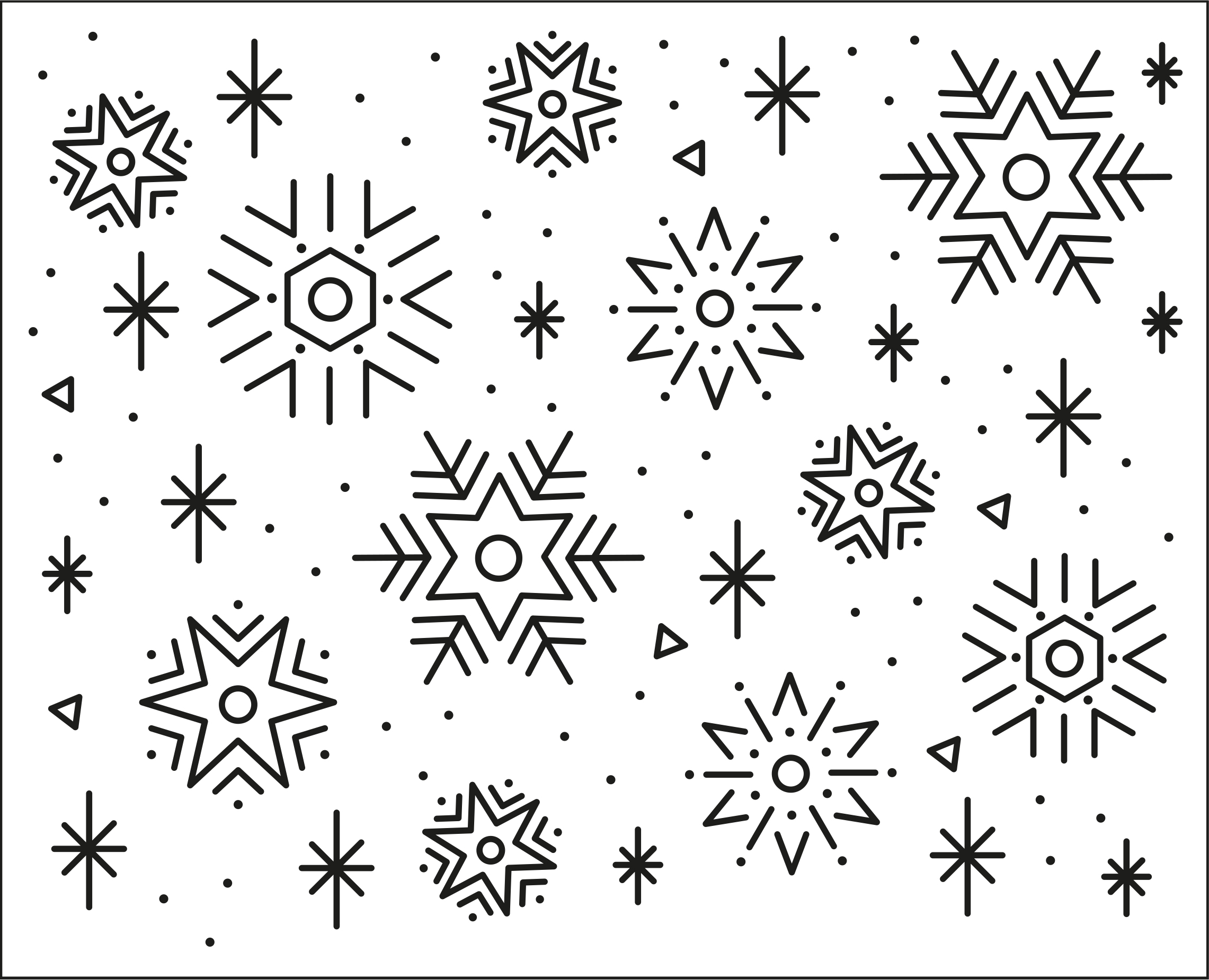 Druckbare Schneeflockenvorlage für die Weihnachtskerzenmalerei.
