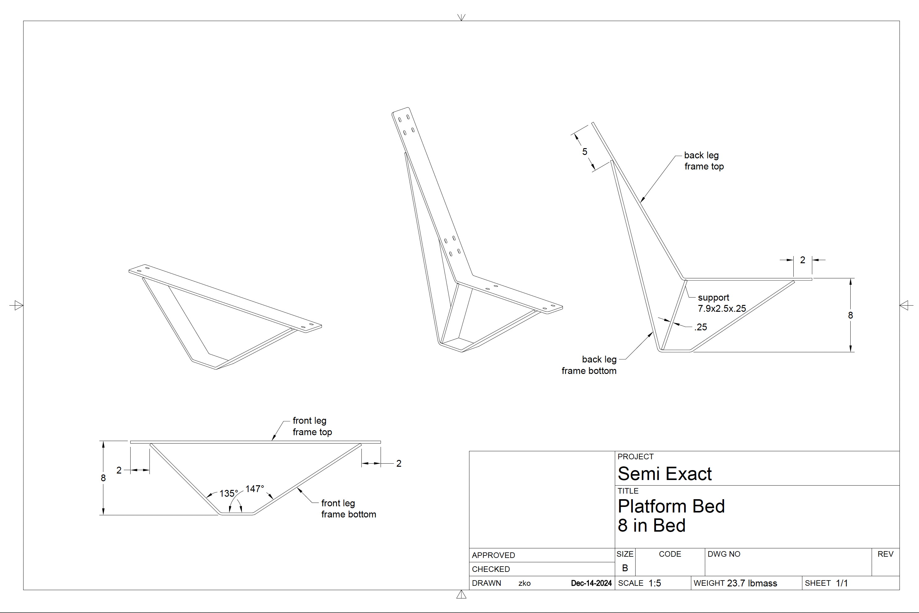 Platform Bed Frame - Product Specifications - Semi Exact