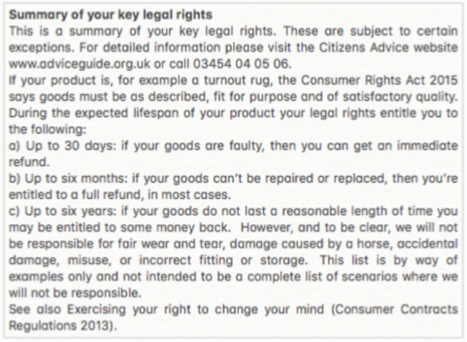 Summary of your key legal rights