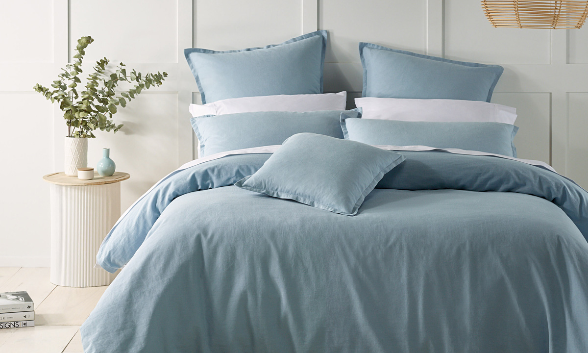 Bianca - Wellington Quilt Cover Set Range Soft Blue, to give it Country feel bedding decor