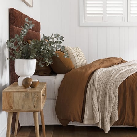 Bambury - French Linen Quilt Cover Set Range Hazel. Country style bedroom looking relaxed and cosy.