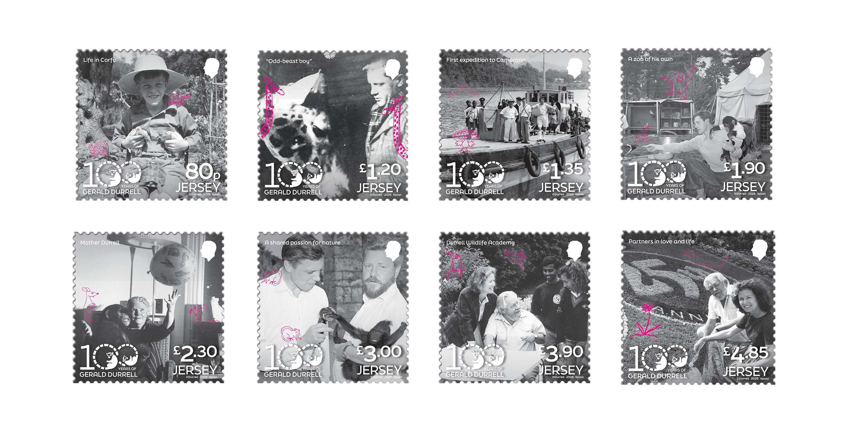 100 Years of Gerald Durrell Dedication stamps