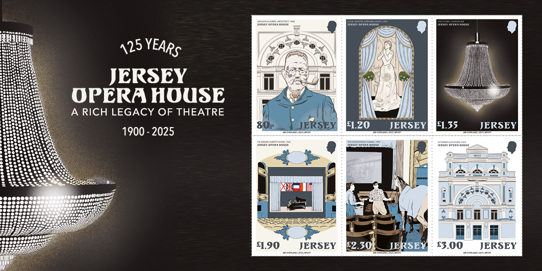 Jersey Opera House 125 Years souvenir sheetlet by Abi Overland