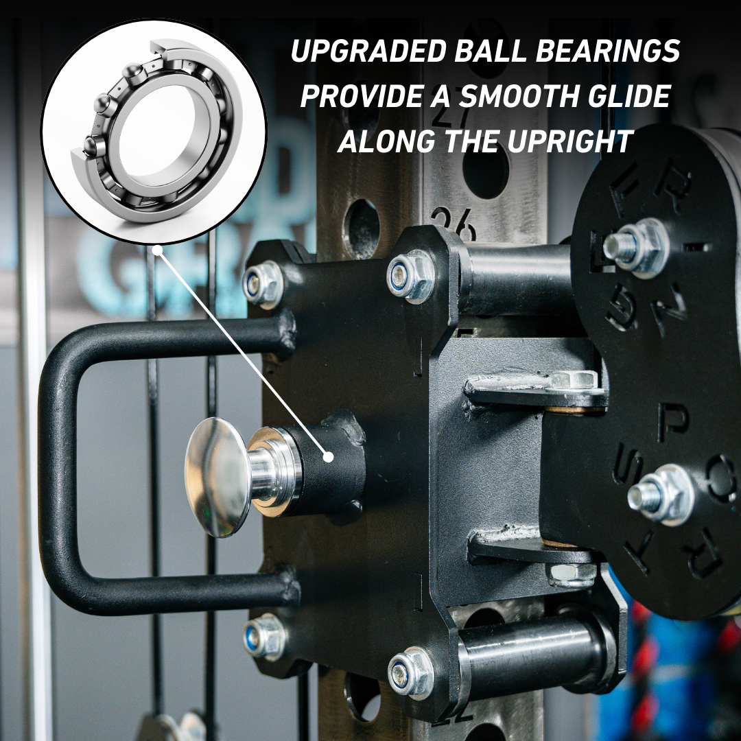 The Dane upgraded ball bearings that allow them to easily glide up and down the upright, even with just 1 hand.
