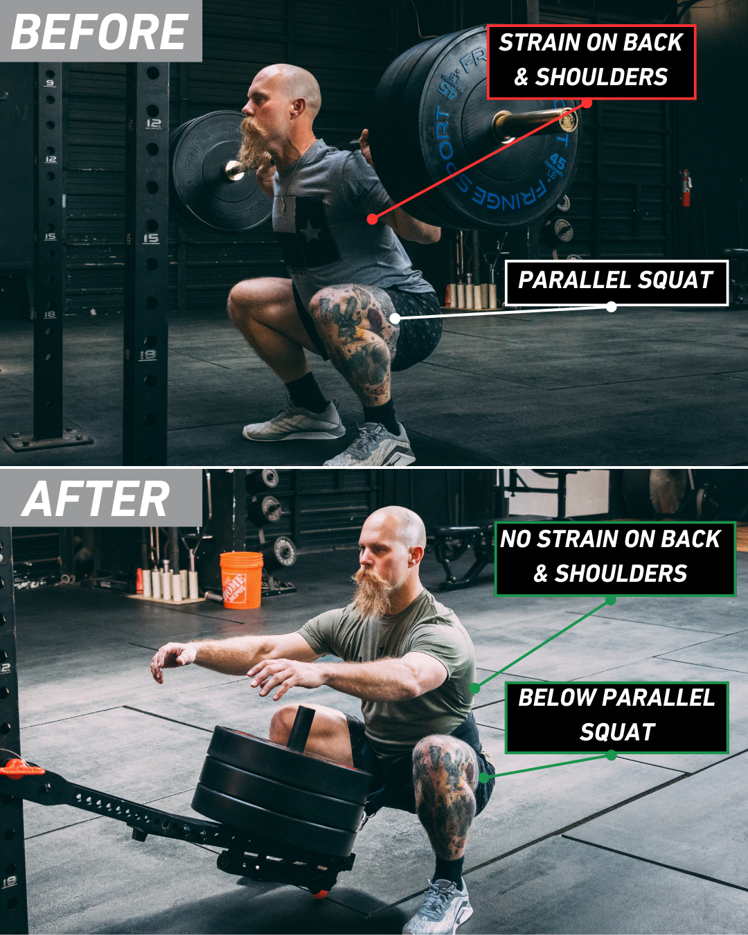 Benefits of the Mammoth belt squat is no strain on back and shoulders and you can do a below parallel squat.