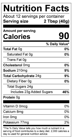 Peach Habanero Nutrition Facts