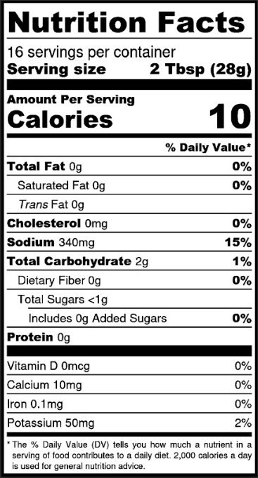 Six Shooter Salsa Nutrition Facts