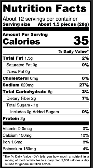 Spicy Pickles N Things Nutrition Facts