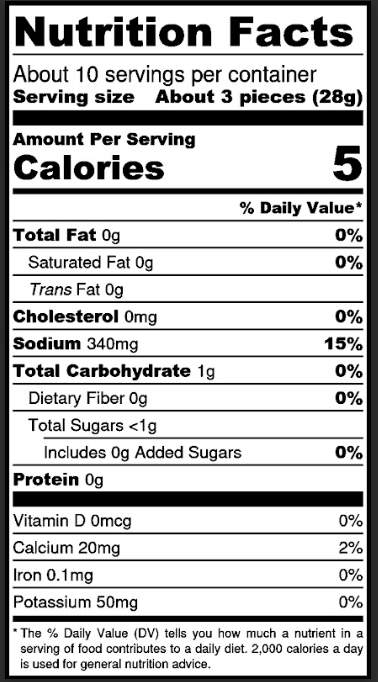 Big Dill Pickle Nutrition Facts