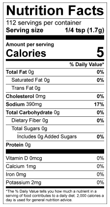 Salt & Vinegar Wing Dust Nutrition