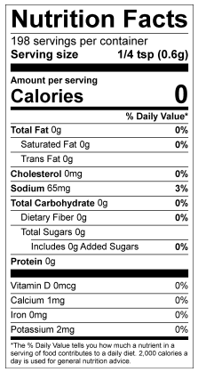 Kickin Cajun Wing Dust Nutrition Facts