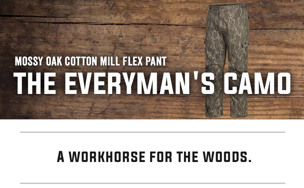 Mossy Oak Cotton Mill 2.0 - Pantalones de caza camuflados para hombres.  Ropa de camuflaje.