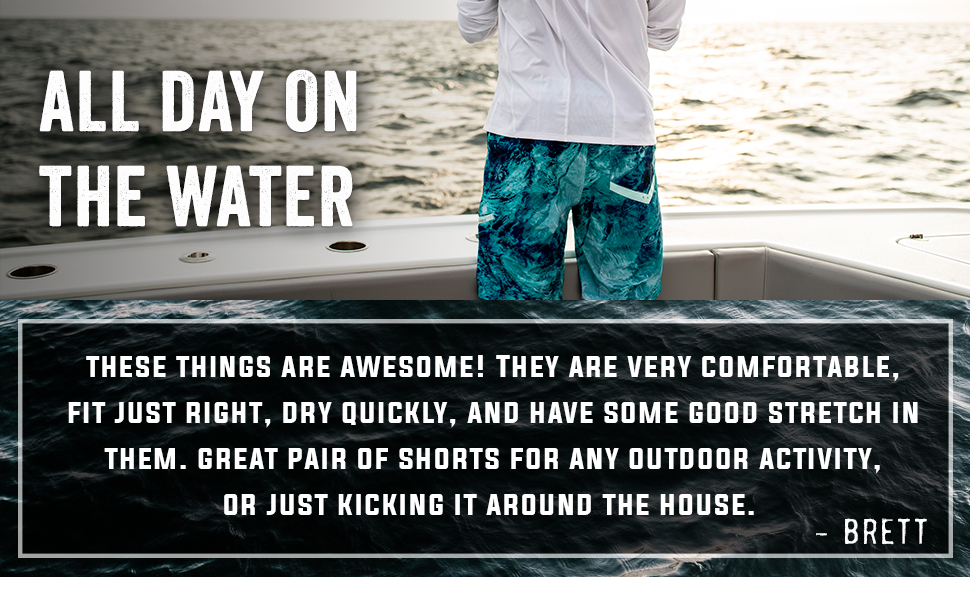 Mossy Oak Men's Quick Dry Fishing Board Shorts - 4-Way Stretch, UPF 50+, 9" Inseam